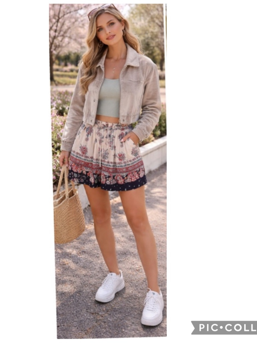 ANGIE RAYON BOHO CONTRASTING PRINT SHORTS FESTIVAL FAIRY-CORE - Picture 2 of 5